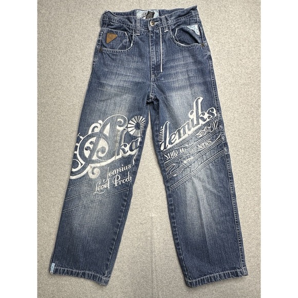 VINTAGE Akademiks Jeans Boys 12 Blue Denim Baggy JNCO Style Y2K Kids Youth